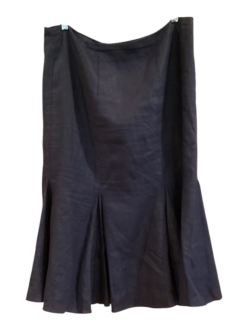 Ralph Lauren Navy 100% Linen Pleated  A-Line Flared Midi Skirt Misses size 10